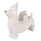 Kerstdecoratie Beeld Hond 15x4x13 cm Wit Porselein