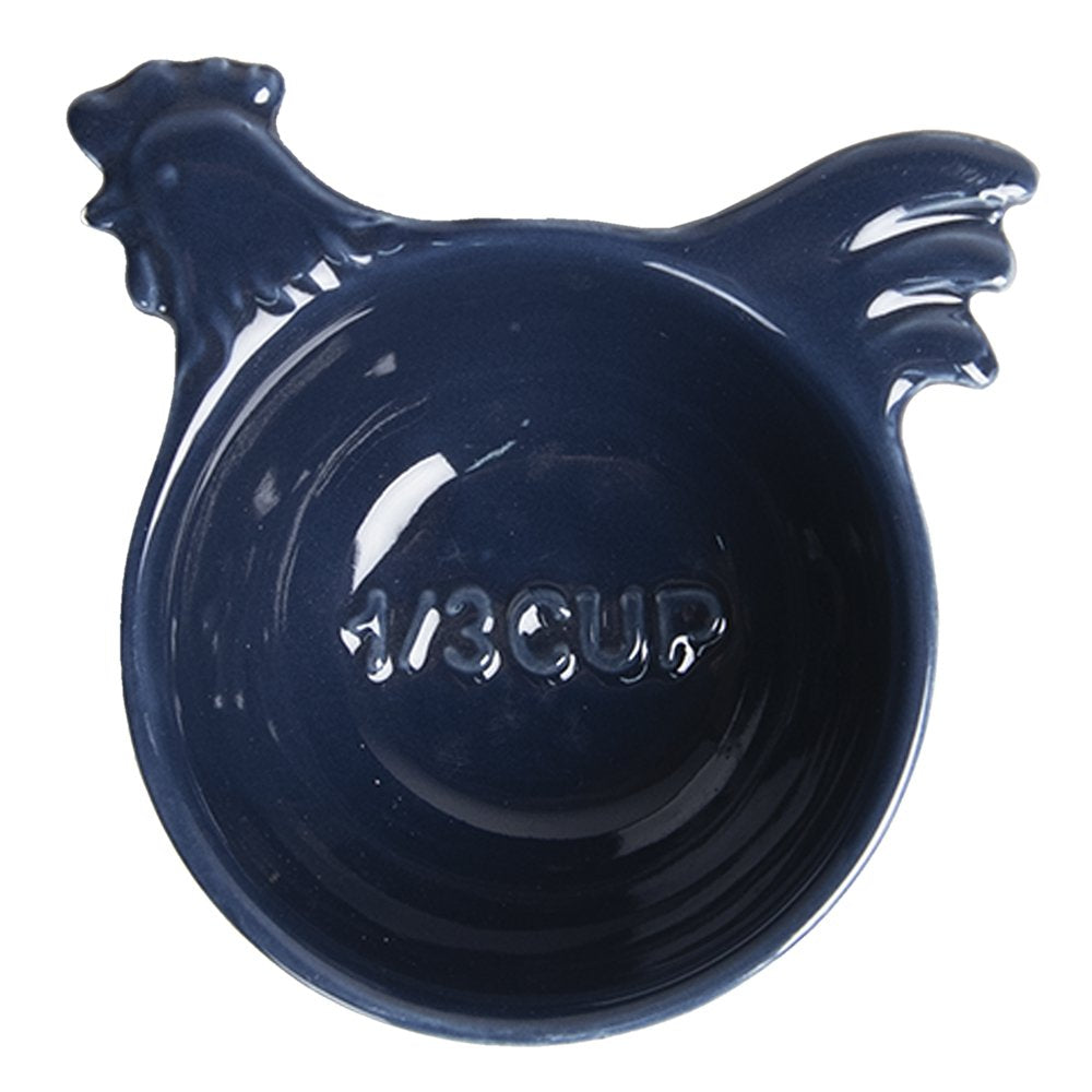 Maatlepel 9x9x5 cm Blauw Keramiek Haan Weeglepel
