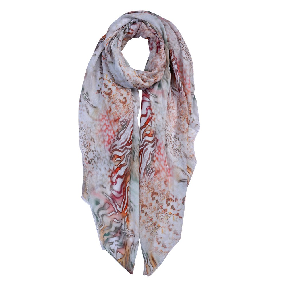 Sjaal Dames Print 90x180 cm Beige Synthetisch sjaaldames