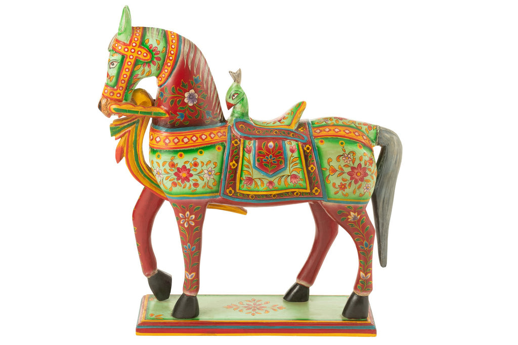 J-Line decoratie Paard Op Staander Mumbai - hout - mix