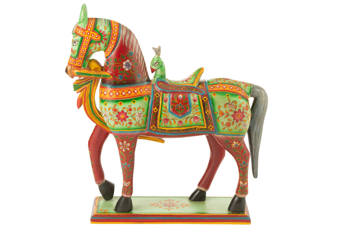 J-Line decoratie Paard Op Staander Mumbai - hout - mix