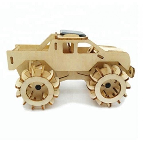 Bouwpakket Monstertruck van hout op zonne-energie