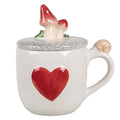 Mok 400 ml Wit Rood Keramiek Paddenstoelen Koffiemok