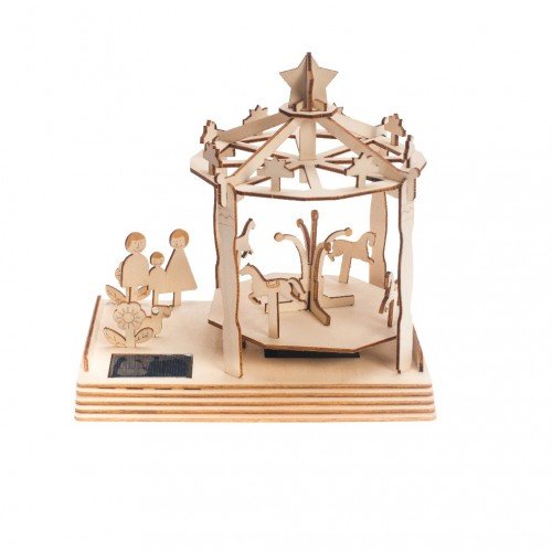 Bouwpakket Merry-Go-Round van hout op zonne-energie