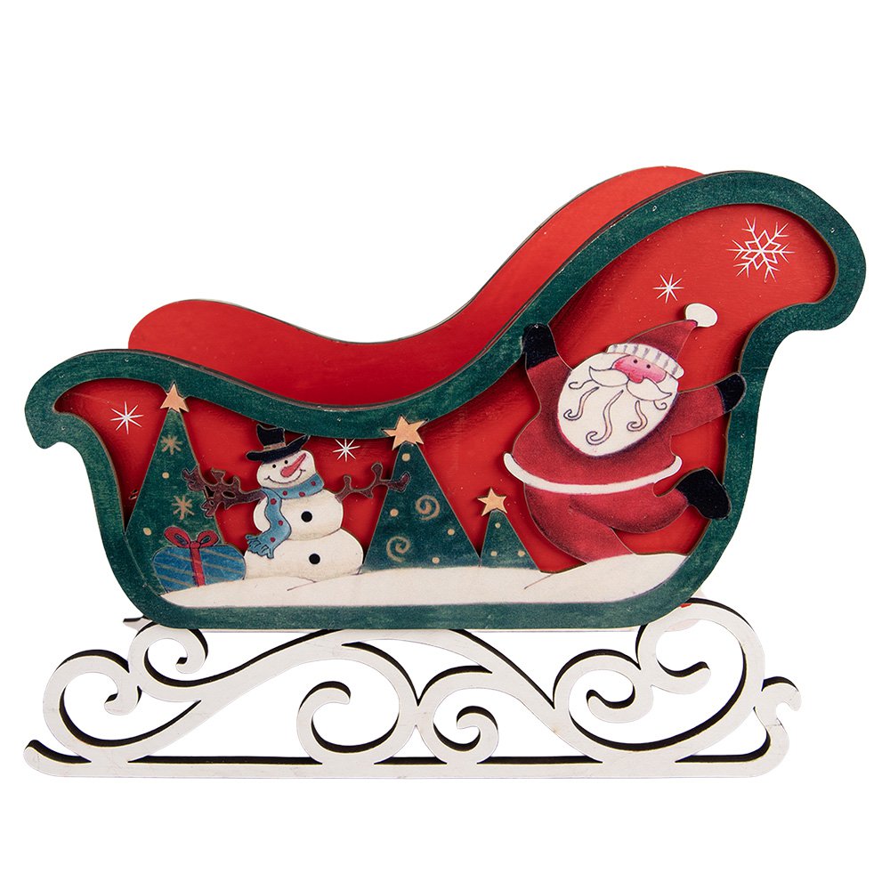 Kerstdecoratie Beeld Slee Rood Hout