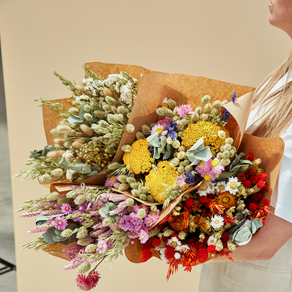 Klassiek droogbloemenboeket – roze
