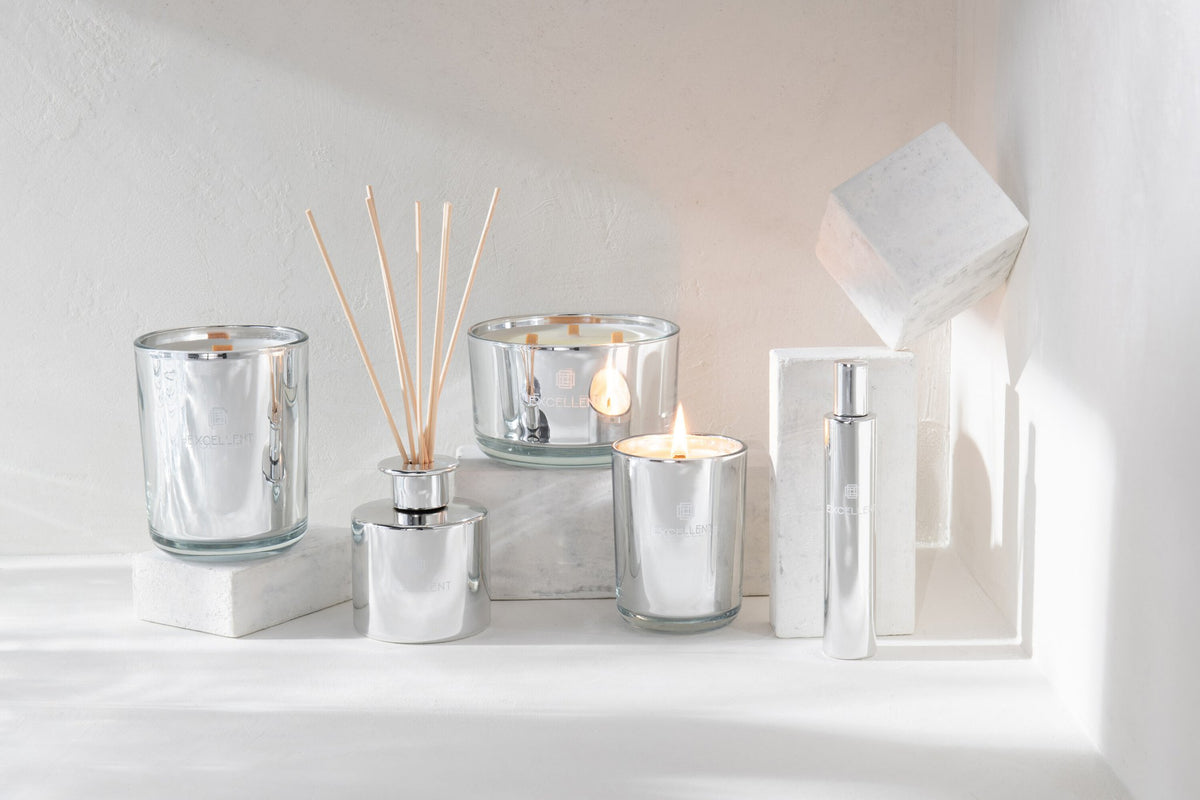 J-Line geurkaars Excellent - Cotton Candy - glas - zilver - S - 50U
