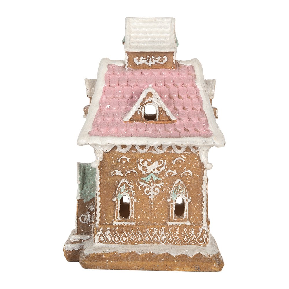 Gingerbread house met LED 9x10x15 cm Bruin Kunststof