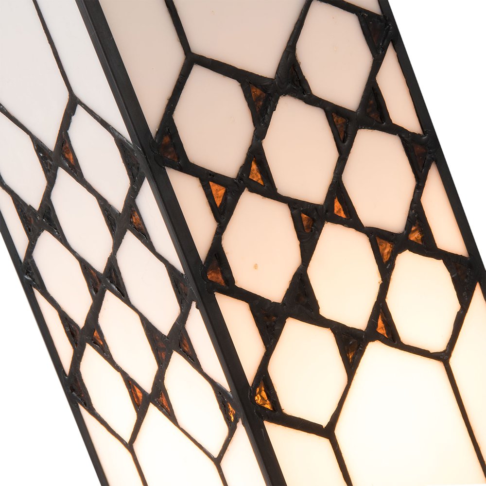 Tiffany Tafellamp 12x12x36 cm Wit Glas Tiffany Bureaulamp