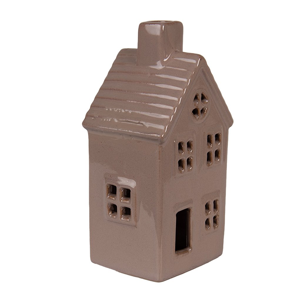 Decoratie Huis met LED 8x6x15 cm Bruin Keramiek