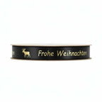 Satijn lint – Frohe Weihnachten – Zwart - 15mm x 100m