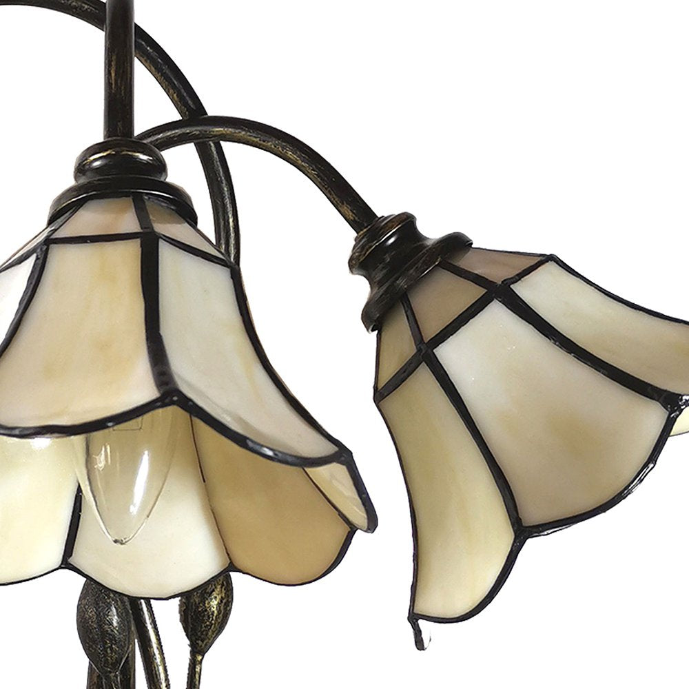 Tiffany Tafellamp 46x28x63 cm Beige Glas Tulpen Tiffany Bureaulamp