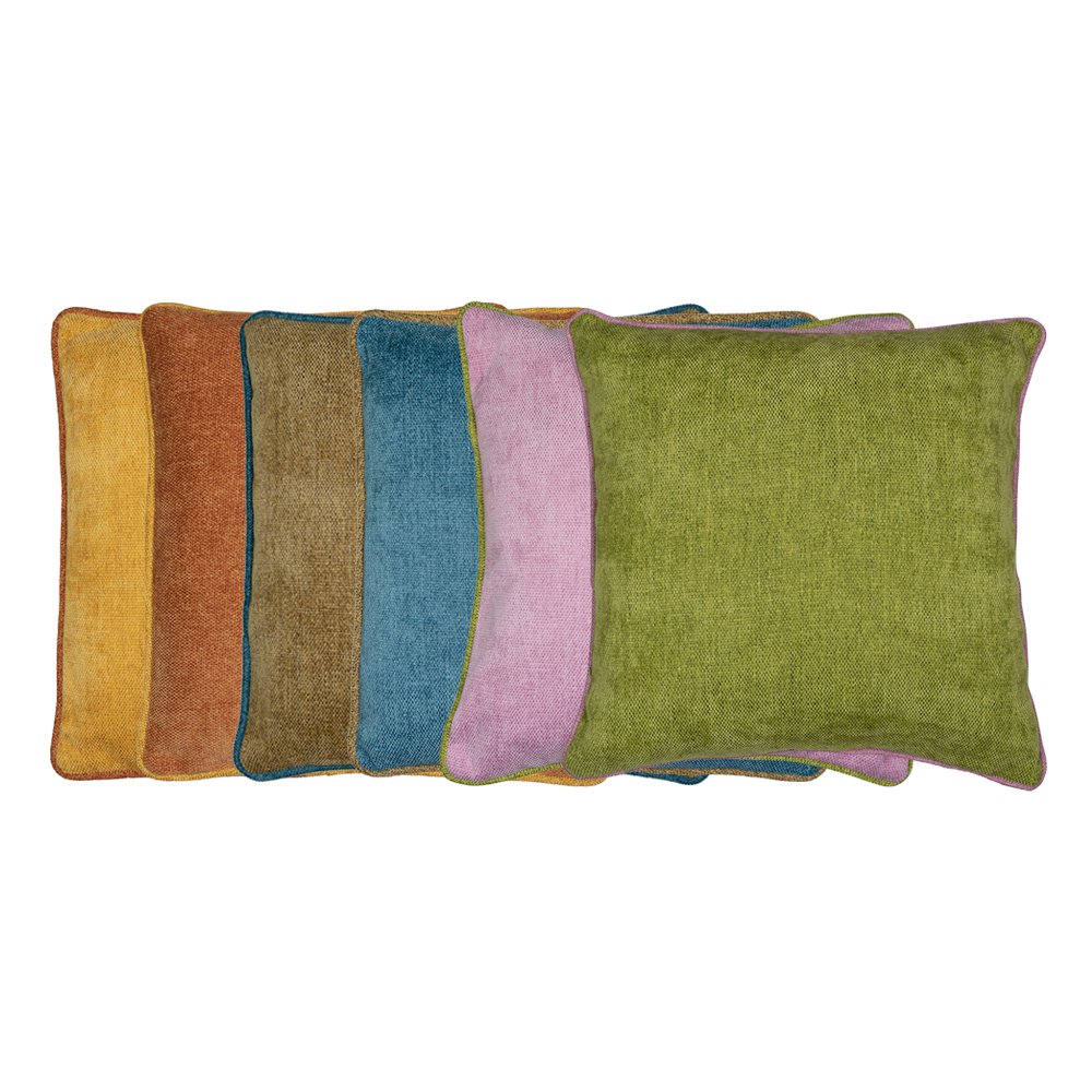 Kussen met bies roze lime 45x45cm*