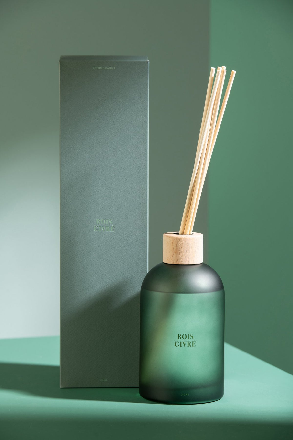 J-Line geurstokjes Accords Essentiels - mat hout - groen - 550 ml