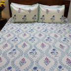 Laken | Handblok Lotus Garden Indigo & Blush | 3-delige set