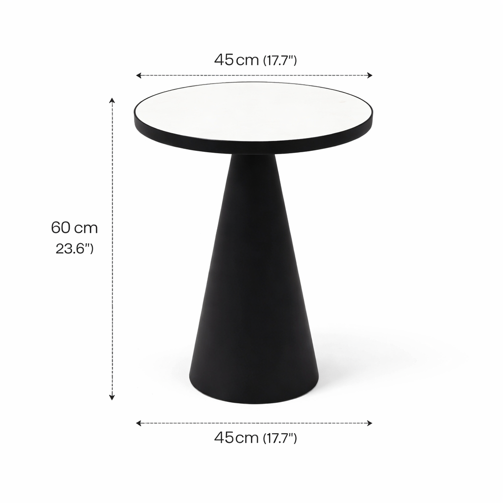 Ronde marmeren kegeltafel - Zwart metaal - Eigentijdse stijl