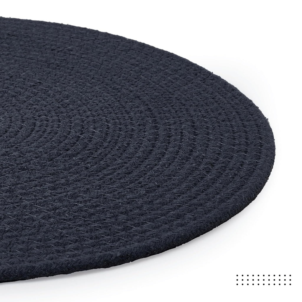 Eettafelmatten – geribbeld katoen – 32 cm rond, set van 4