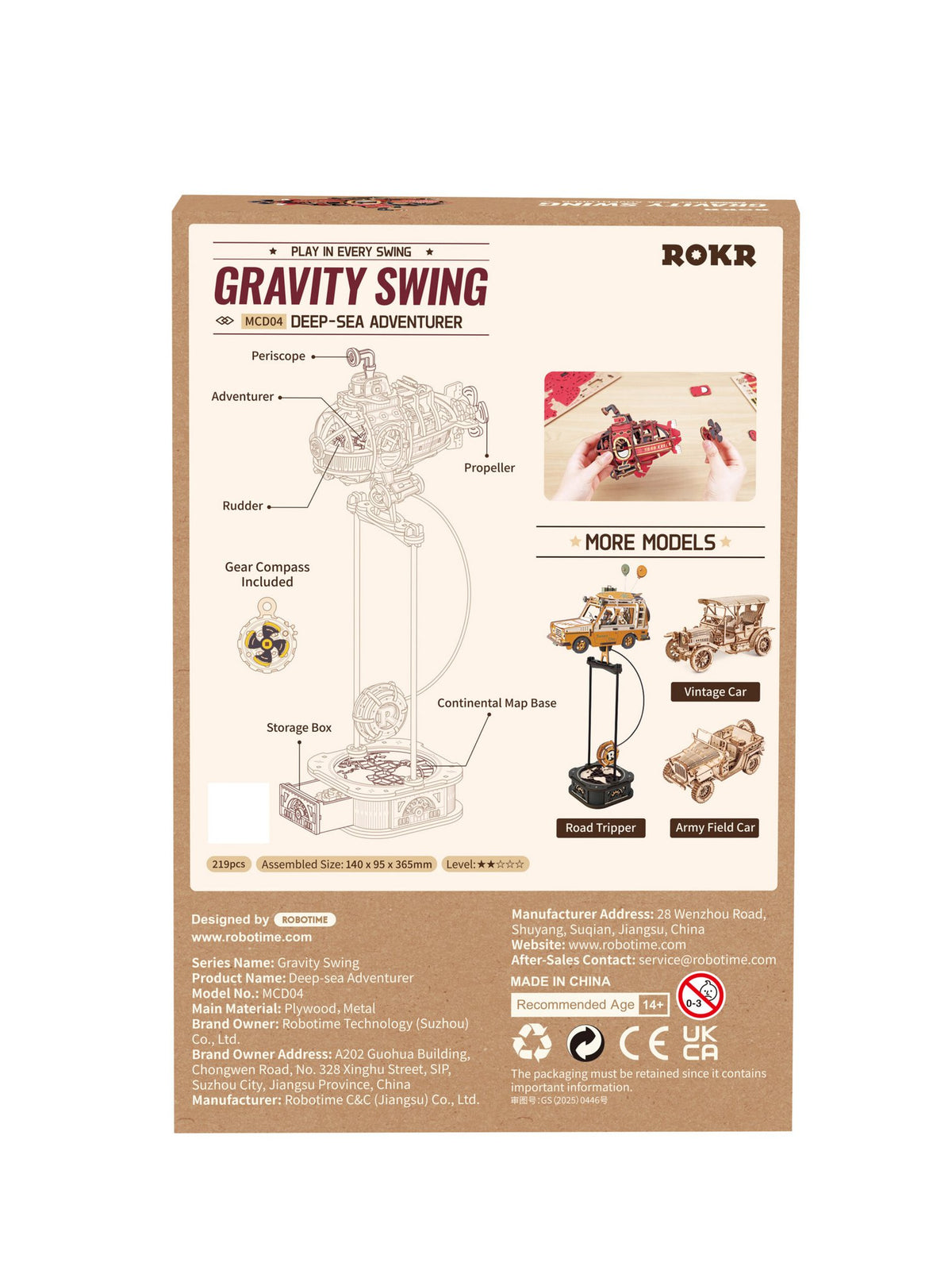 Robotime, 3D Houten Puzzel, Deep-Sea Adventurer, DIY Pendulum, MCD04, 14x9,5x36,5cm