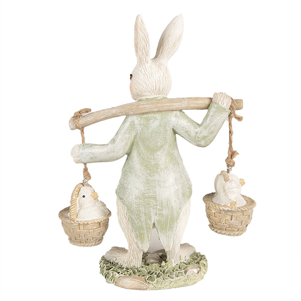 Beeld Konijn 17 cm Wit Groen Polyresin