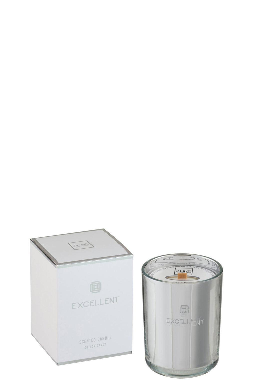 J-Line geurkaars Excellent - Cotton Candy - glas - zilver - S - 50U