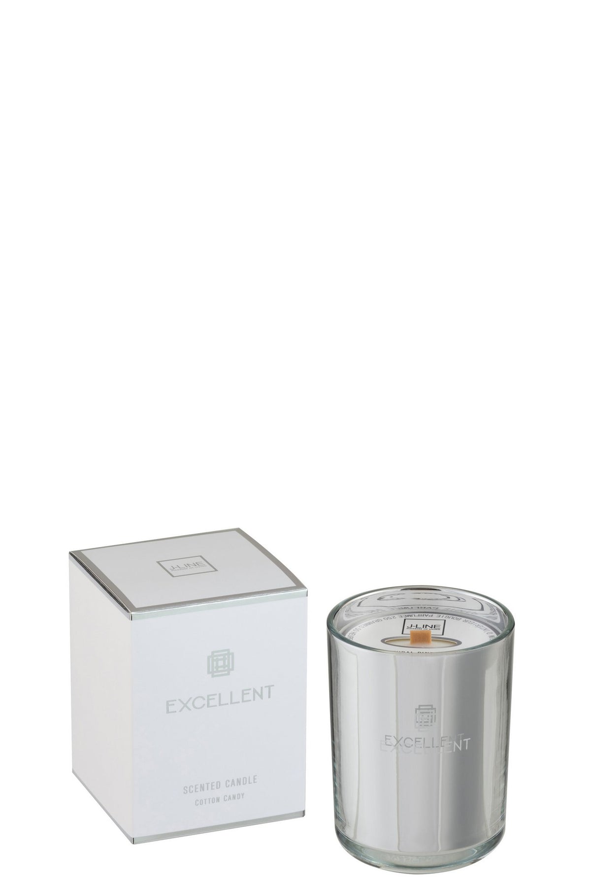 J-Line geurkaars Excellent - Cotton Candy - glas - zilver - S - 50U
