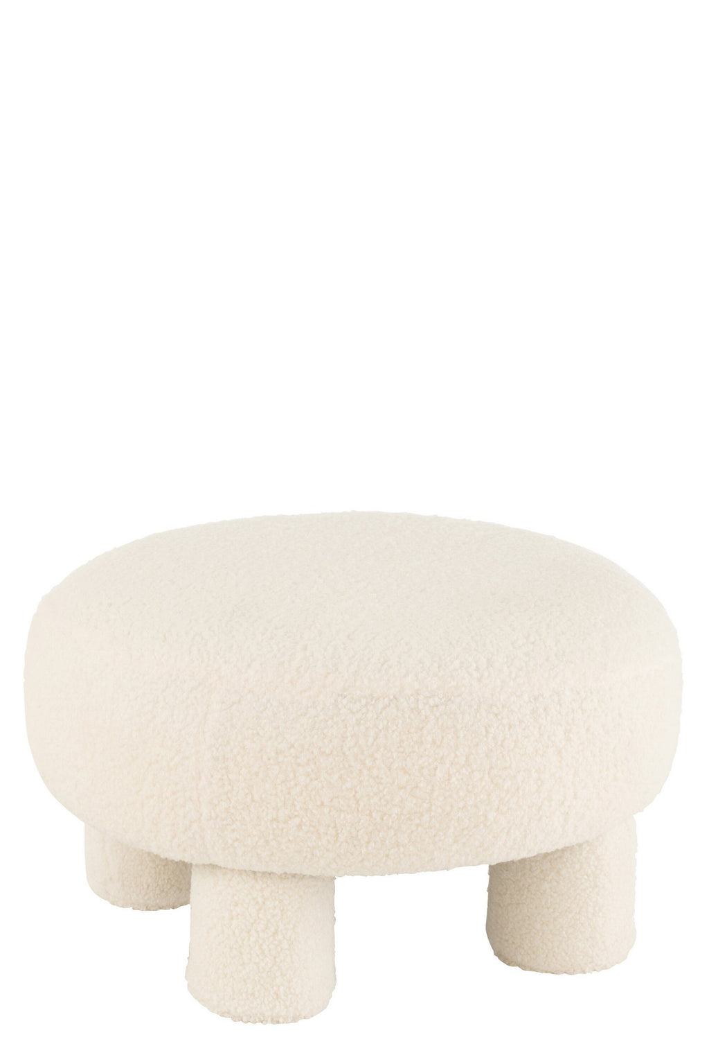 J-Line kruk Rond Teddy voeten Bouclé - textiel - wit