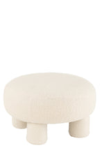 J-Line kruk Rond Teddy voeten Bouclé - textiel - wit