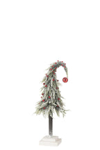 J-Line Kerstboom Muts+Led Kunststof Sneeuw Groen/Rood Medium