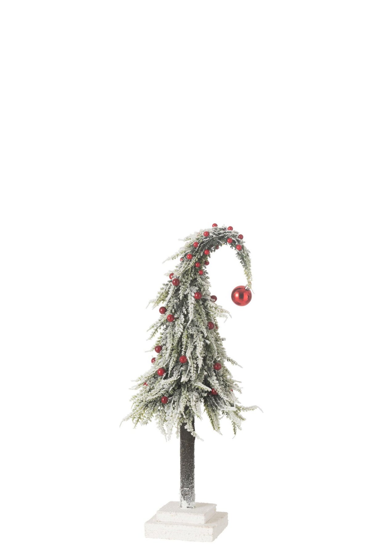 J-Line Kerstboom Muts+Led Kunststof Sneeuw Groen/Rood Medium