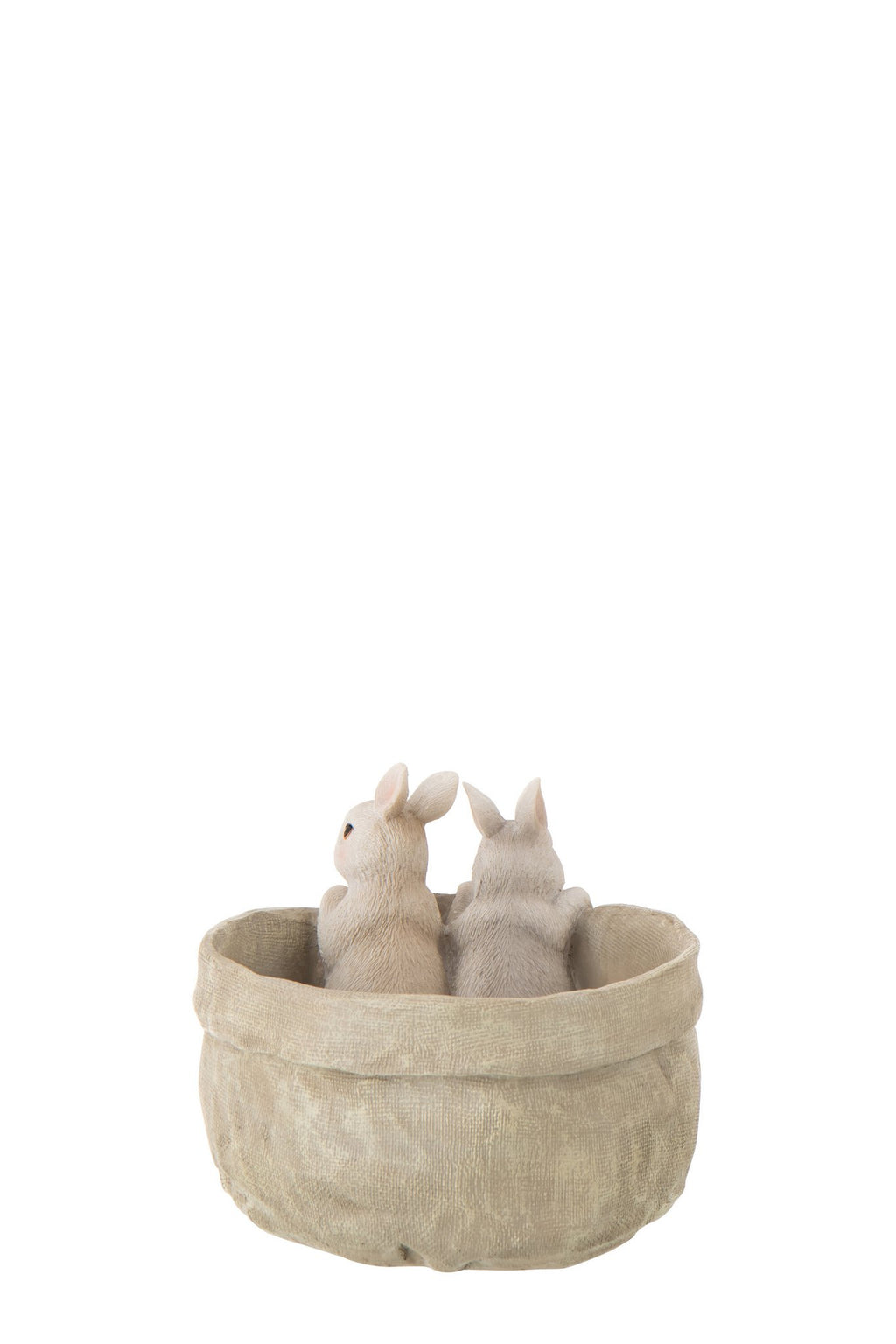 J-Line decoratie Konijn In Pot - polyresin - beige/wit