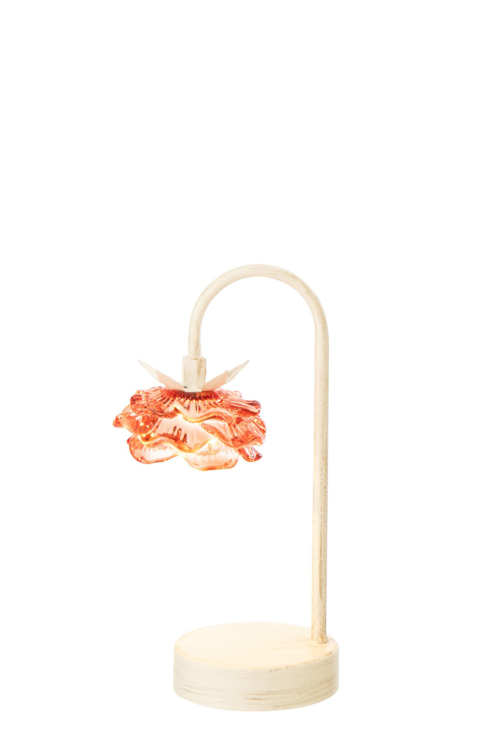 J-Line lamp Bloem - ijzer - oranje/wit - S - LED lichtjes