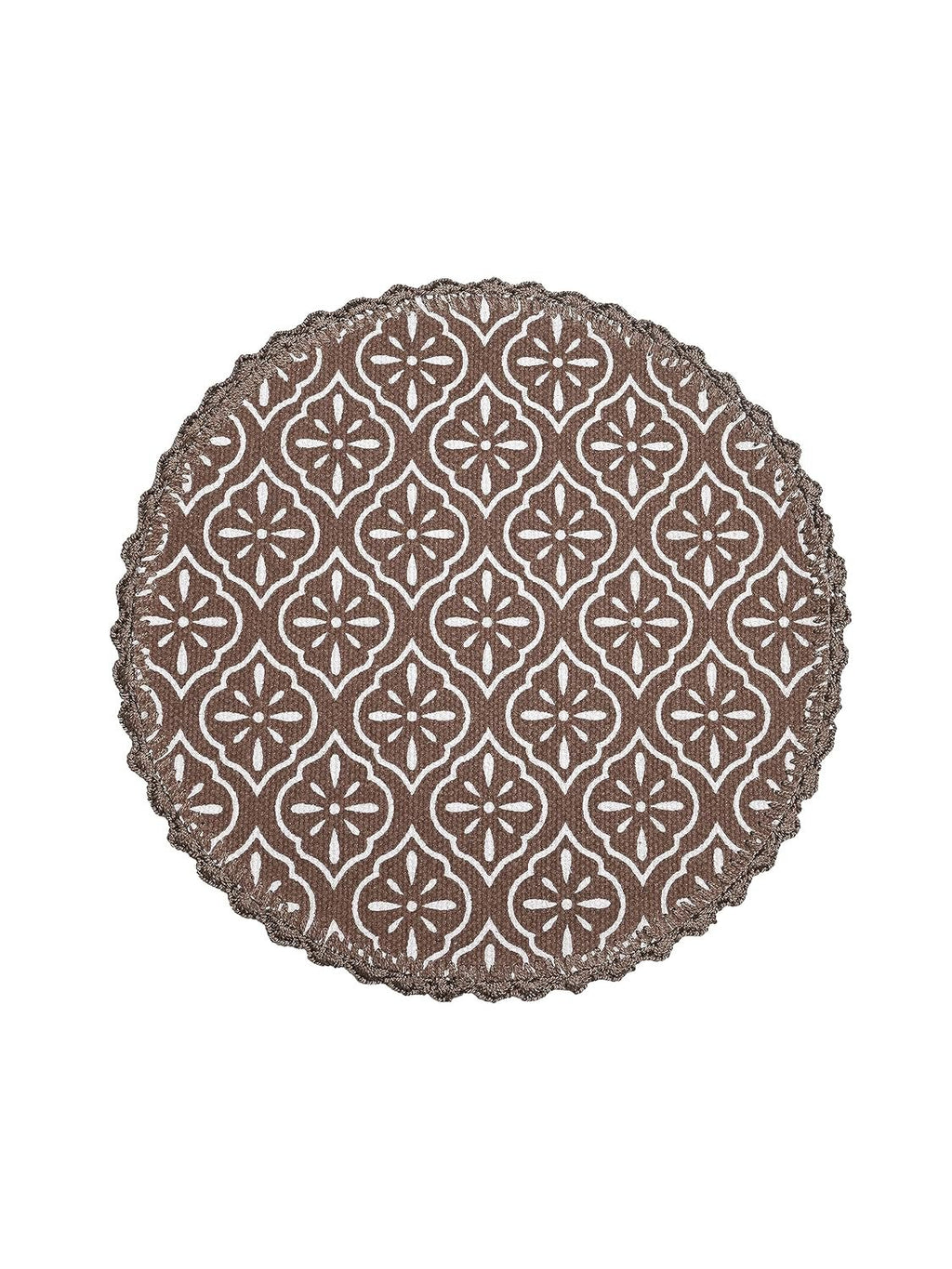 Placemats – Jute & Katoen Gehaakt Antislip – Rond 38cm, Set van 4