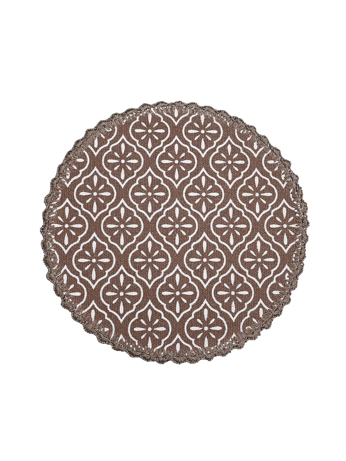 Placemats – Jute & Katoen Gehaakt Antislip – Rond 38cm, Set van 4
