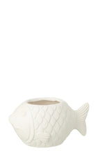 J-Line bloempot Vis - polyresin - wit