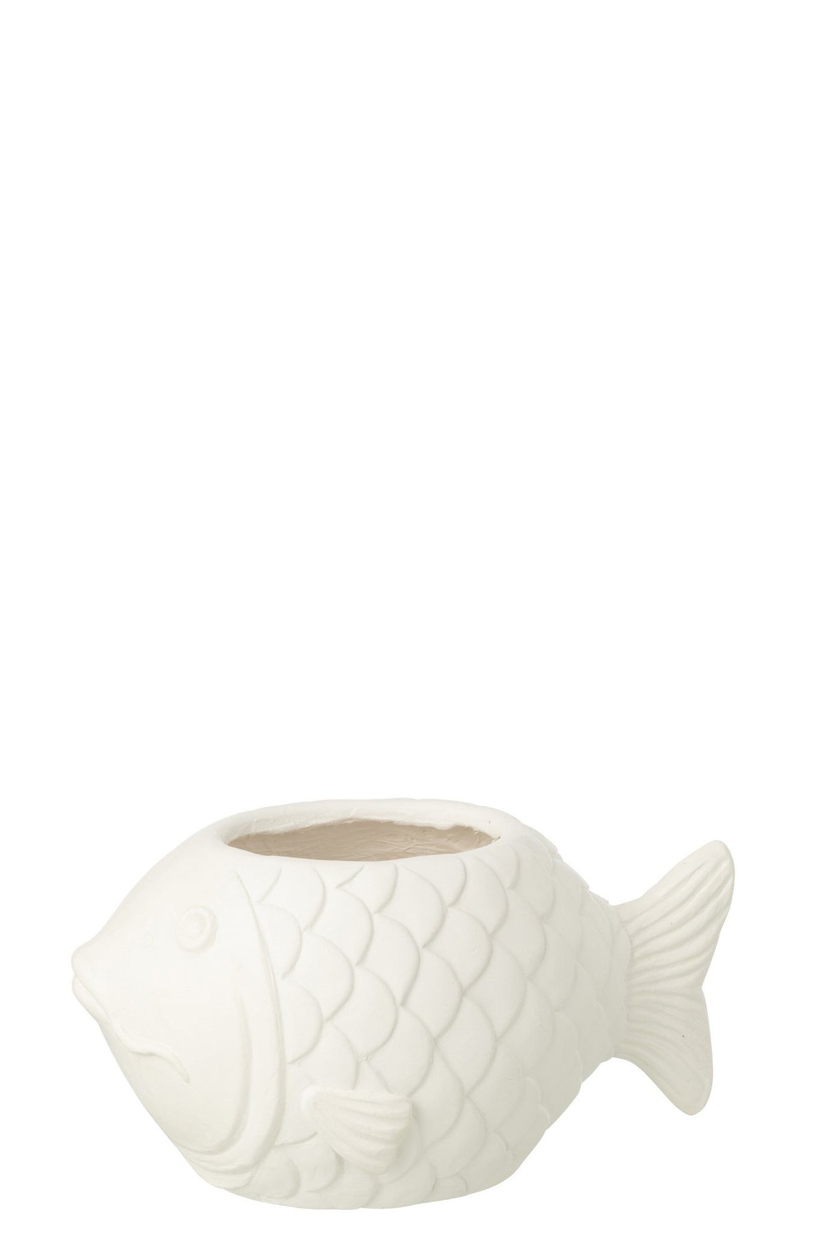 J-Line bloempot Vis - polyresin - wit