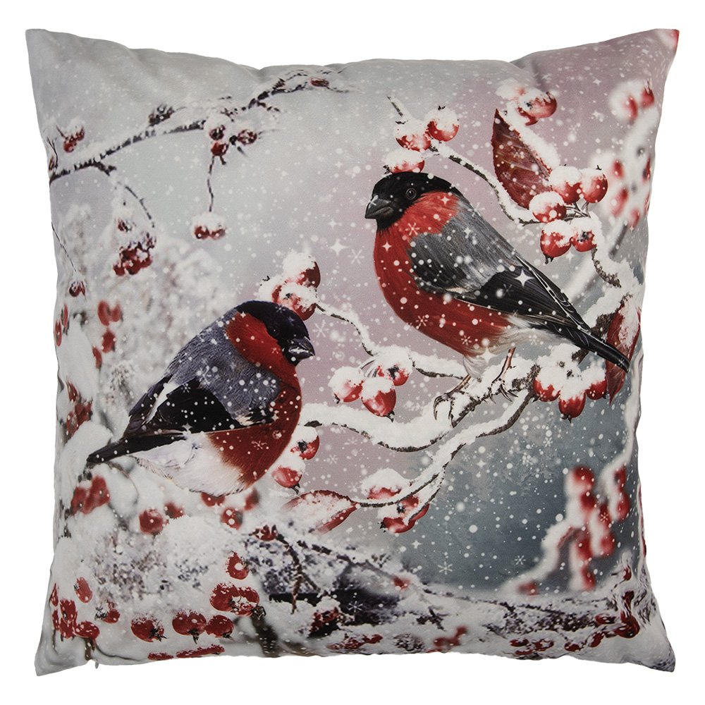 Kussenhoes 45x45 cm Grijs Polyester Vogels