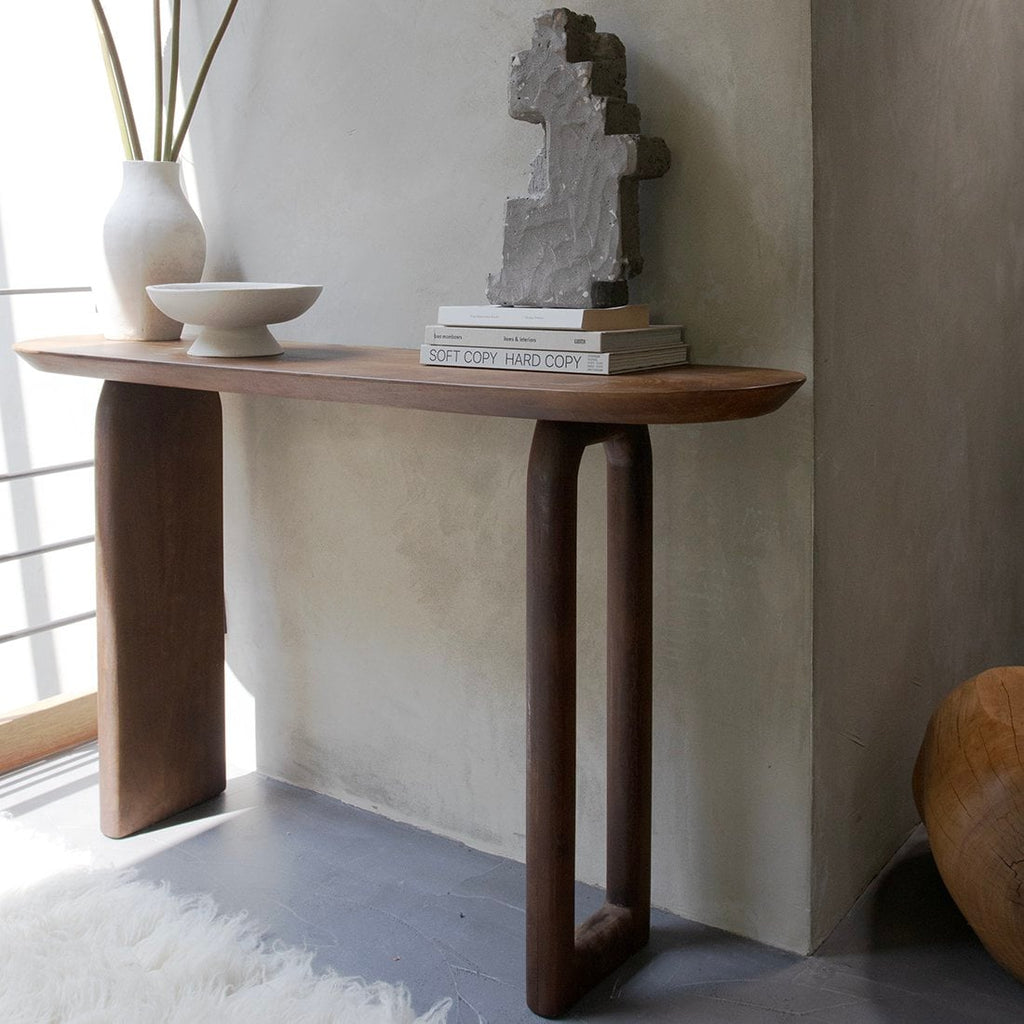 Bullnose consoletafel mangohout bruin - 140cm