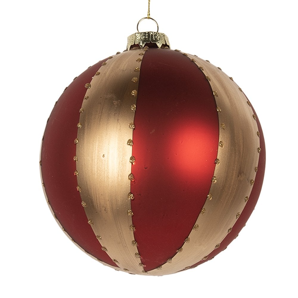 Kerstbal Ø 6x6 cm Goudkleurig Rood Glas