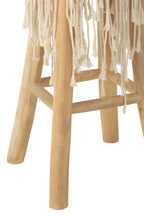 J-Line Barstoel Franjes Hout/Macrame Wit
