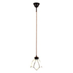 Hanglamp Tiffany Ø 18x115 cm wit Bruin Glas Hanglamp Eettafel