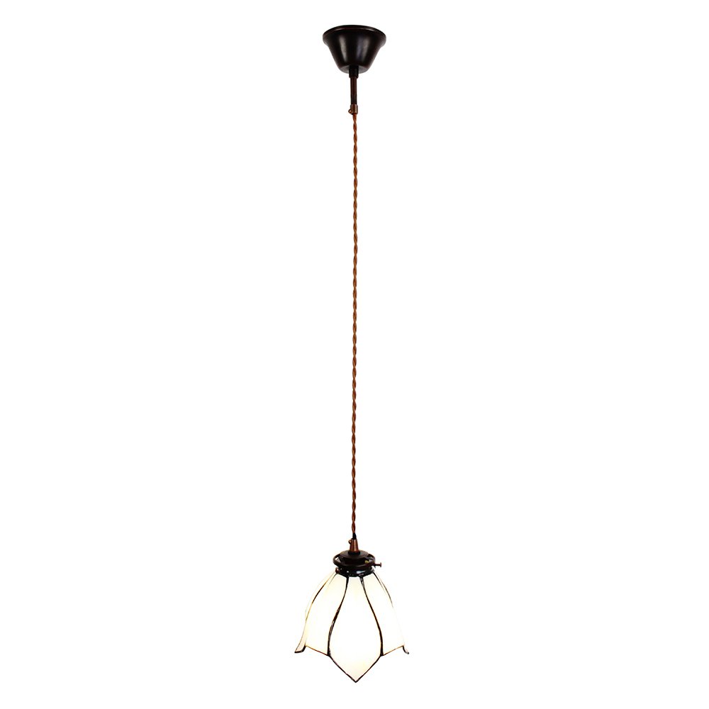 Hanglamp Tiffany Ø 18x115 cm wit Bruin Glas Hanglamp Eettafel