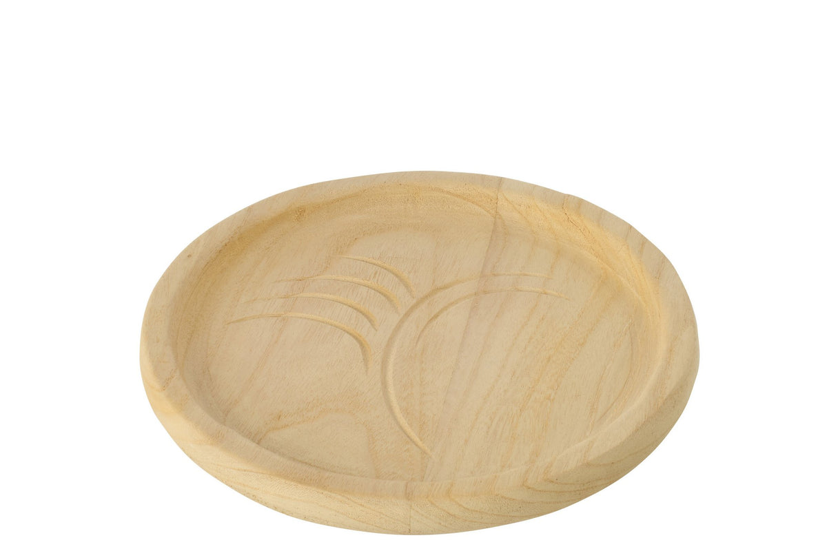 J-Line decoratie Plateau Blad - hout - naturel - L