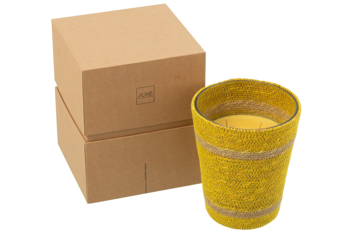 J-Line Geurkaars Mand Wax Geel Large - 75 Uur