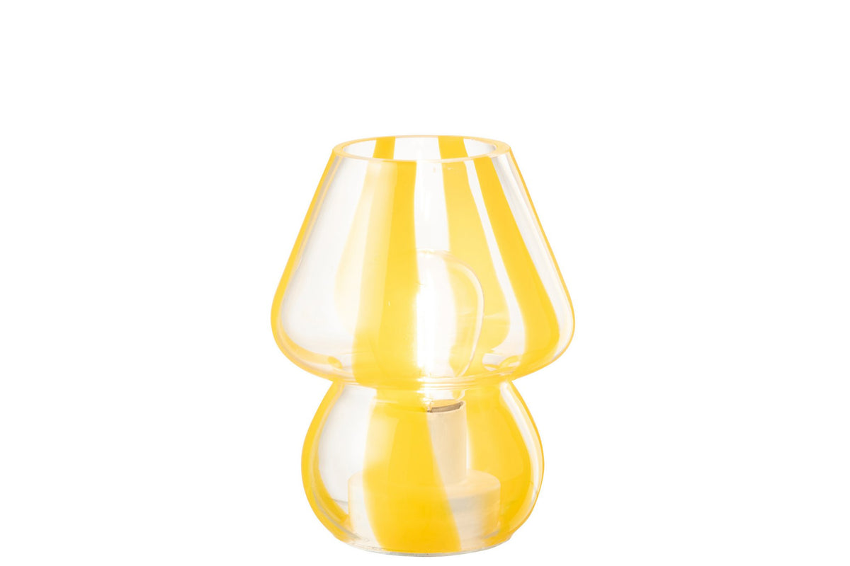 J-Line Tafellamp Strepen Glas Transparant/Geel Small