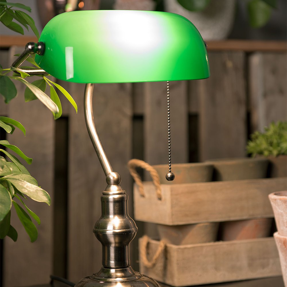 Bureaulamp Bankierslamp 27x17x41 cm Groen Metaal Tafellamp