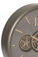 J-Line klok tandwiel mdf - grijs/goud - small - Ø 39 cm