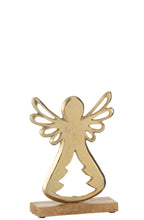 J-Line decoratie Engel Op Voet - aluminium/hout - goud - large