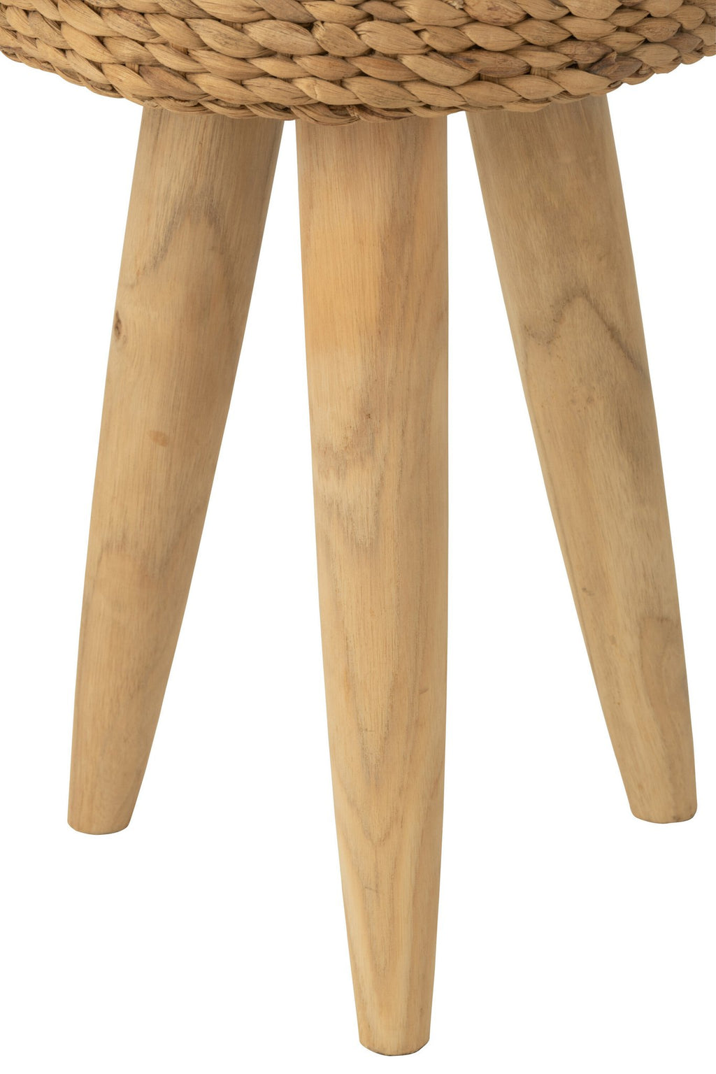 J-Line kruk Rond - hout/waterhyacint - naturel