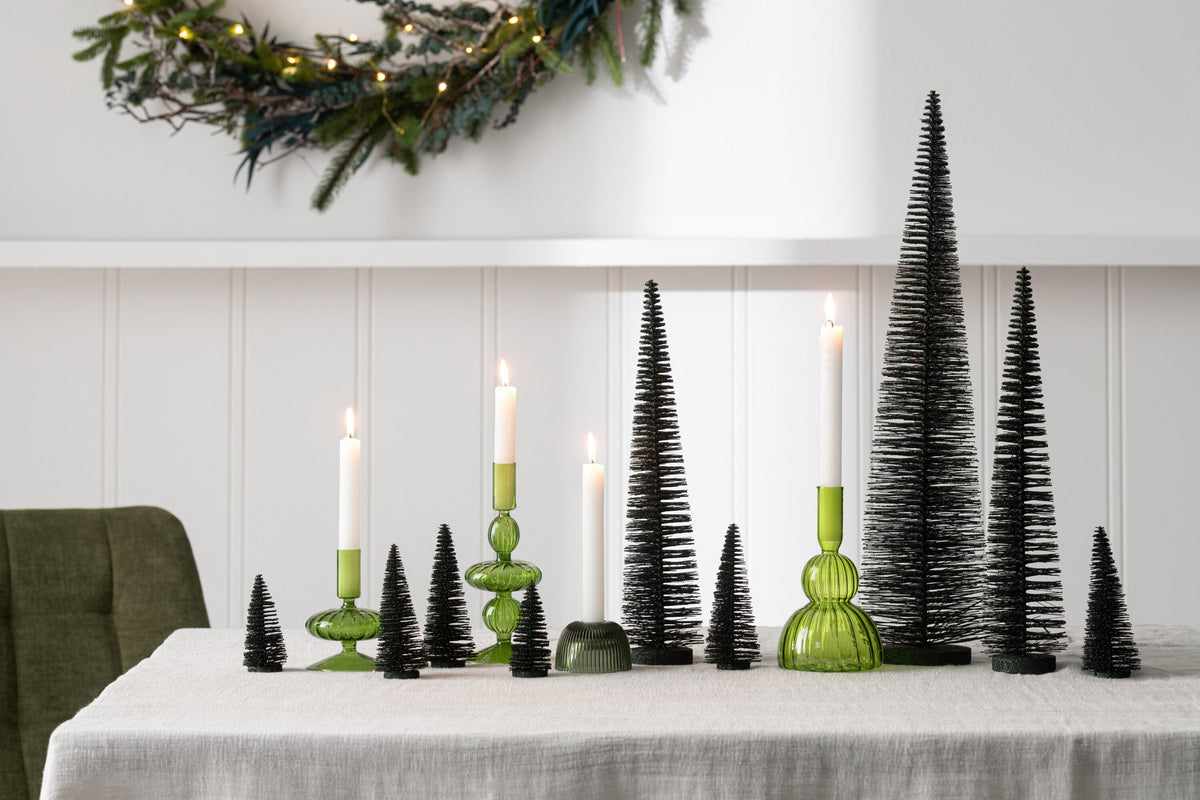 J-Line decoratie Kerstboom Glitter - kunststof - donkergroen - medium