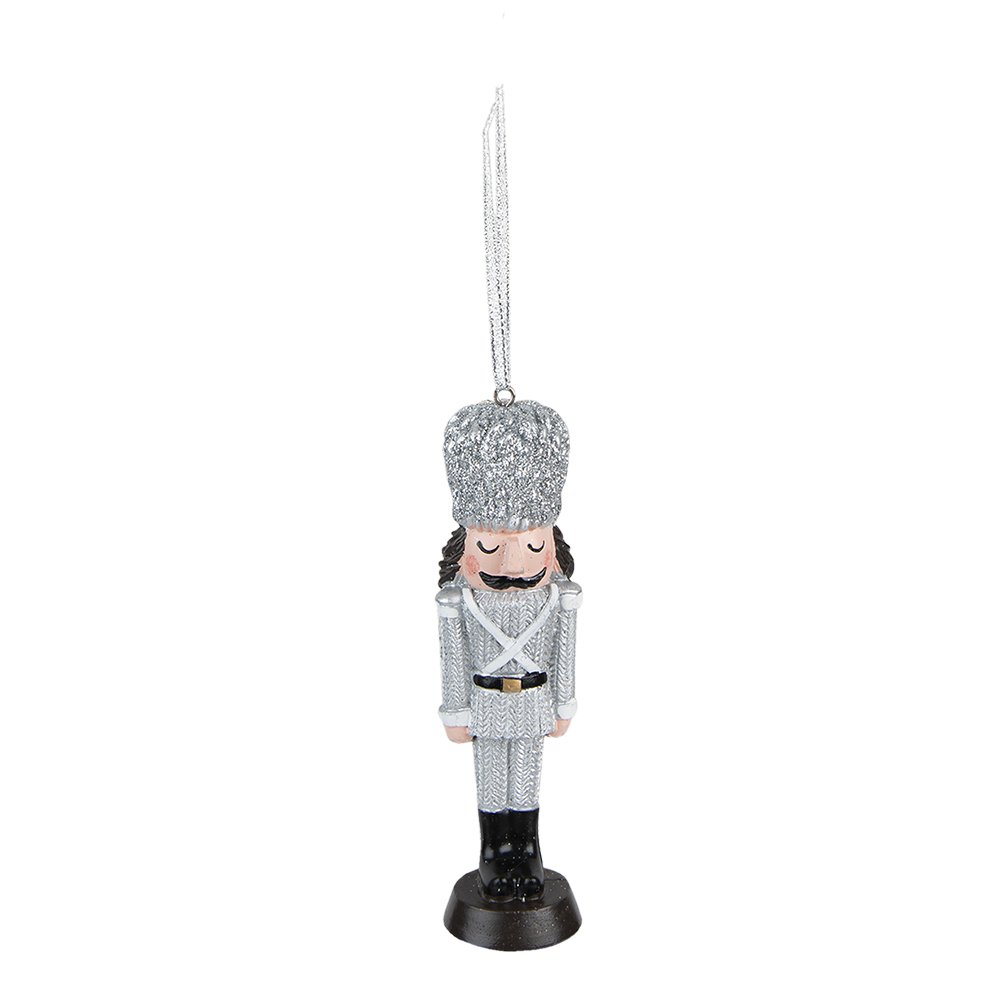 Kersthanger Notenkraker 13 cm Zilverkleurig Kunststof Kerstbal